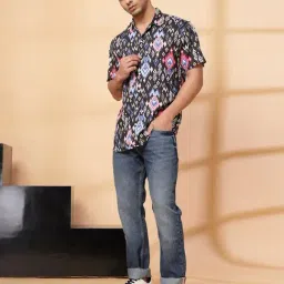 Rigo Black Rayon Regular Fit Printed Shirts image 4