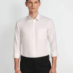 Arrow Beige Cotton Slim Fit Checks Shirt-image-43