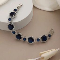 Saraf Rs Jewellery Blue Rhodium Plated Statement Bracelet-picture-34
