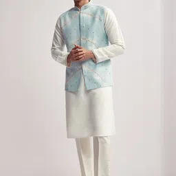 KALKI Fashion Men Embroidered Regular Sequinned Kurta with Trousers & Jacket image 1