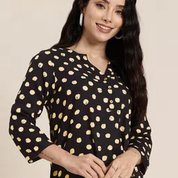 HERE&NOW Women Polka Dot Print Mandarin Collar Top-picture-11