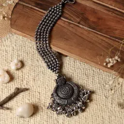 Teejh Safura Silver Oxidized MaangTikka for Women-image-98