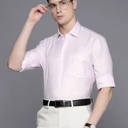 Louis Philippe Pink Cotton Regular Fit Printed Shirt-picture-10
