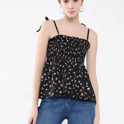 SHOWOFFFF Floral Print Crepe Top image 4