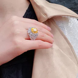 Designs & You Silver Plated American Diamond Square Finger Ring image 3