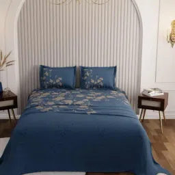 Stoa Paris Multicolor Cotton Floral 250 TC King Bedsheet with 2 Pillow Covers image 2