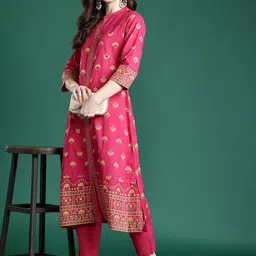 Indo Era Printed Pure Cotton Straight Tunic & Trousers Co-Ord Set image 5