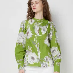 Cover Story Green Floral Print Shirt-picture-31