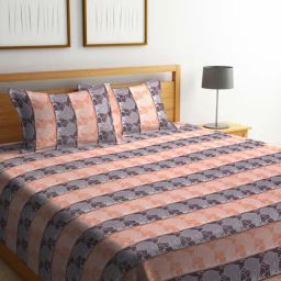 Klotthe Woven Multi 350 TC Cotton Double Bed Cover With 2 Pillow Covers-picture-37