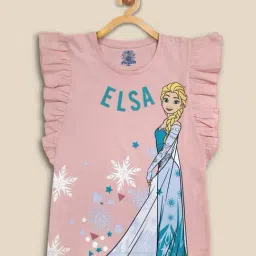 Kidsville Pink & Blue Cotton Printed Elsa T-Shirt-picture-45