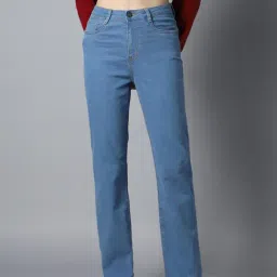 High Star Blue Cotton Straight Fit Mid Rise Jeans-picture-20