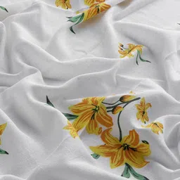 HOMEMONDE White & Yellow 2 Pieces Floral Printed Sheer Window Curtain image 2