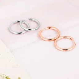 Zavya Minimal Duo 92.5 Sterling Silver Hoop - Set of 2-picture-35