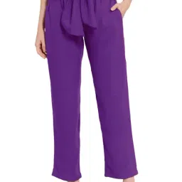 PATRORNA Purple High Rise Relaxed Fit Trousers-image-2