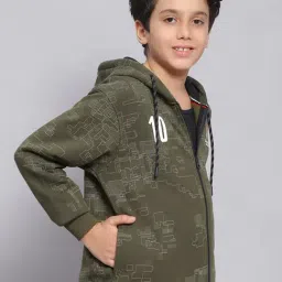Monte Carlo Kids Olive Printed Full Sleeves Sweatshirt image 4