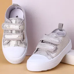 Cute Walk by Babyhug Casual Shoes with Velcro Closure and Sequin Detailing - Silver-picture-28