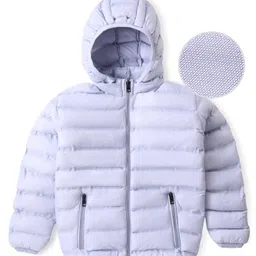 Little Kangaroos Full Sleeves Padded & Hooded Jacket with Pocket Solid Colour - Lilac-picture-36