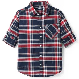 Pine Kids Cotton Woven Full Sleeves Checks Shirt - Red image 1