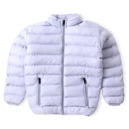 Little Kangaroos Full Sleeves Padded & Hooded Jacket with Pocket Solid Colour - Lilac image 2