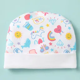 Ben Benny 100% Cotton Knit Cap Mitten & Booties Set With Fruits Print Pack Of 2 Pink & White - Diameter 9 cm image 2