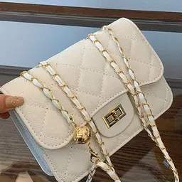 LULU & SKY PU Structured Handheld Bag with Quilted image 4