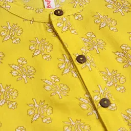 Babyhug Cambric Woven Kurta Floral Print -  Yellow image 3