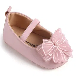 Cute Walk by Babyhug Slip On Booties with Bow Applique - Pink image 3