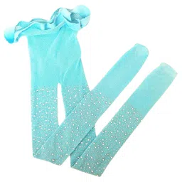 Neska Moda Mesh Stones Embellished Fishnet Stockings - Sky Blue image 3