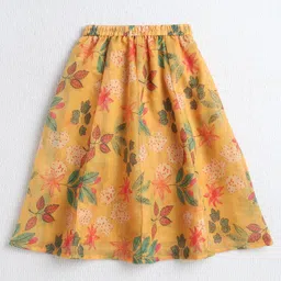 The Magic Wand Woven Sleeveless Floral Printed & Gota Lace Embellished Lehenga Choli With Dupatta Set - Yellow image 4