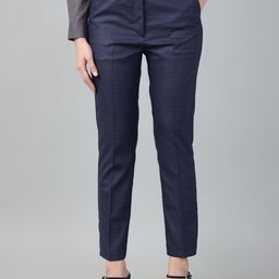Hancock Women Checked Slim Fit High-Rise Wrinkle Free Trousers-picture-17