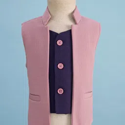 Rikidoos Full Sleeves Solid 3 Piece Party Suit - Onion Pink & White image 4