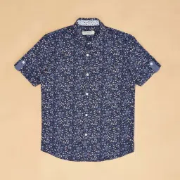 Pantaloons Junior Kids Navy Cotton Floral Print Shirt image 3