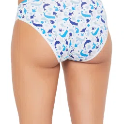 Clovia Navy & White Cotton Printed Bikini Panties - Pack Of 5 image 3