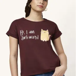 People by Pantaloons Brown Cotton Graphic Print T-Shirt-picture-37