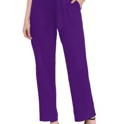 PATRORNA Purple High Rise Straight Fit Trousers-image-69