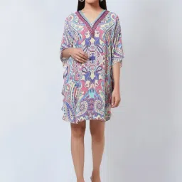First Resort By Ramola Bachchan Mauve & Blue Paisley Tunic-image-93