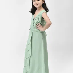 Eavan Kids Green Solid Maxi Dress image 3