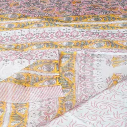 Unnati Silks Pink Floral Print Saree With Unstitched Blouse image 3