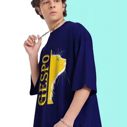 AUSK Graphic Printed Round Neck Drop-Shoulder Sleeves Pure Cotton Oversized T-shirt image 4