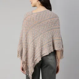 showoffff SHOWOFF Beige Self Design Poncho image 3