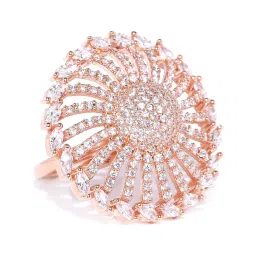 Priyaasi Rose Gold-Plated American Diamond Studded Finger Ring image 3