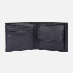Louis Philippe Navy Leather Solid Bi-Fold Wallet image 3