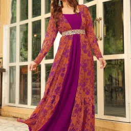 Janasya Purple Solid Dress image 3
