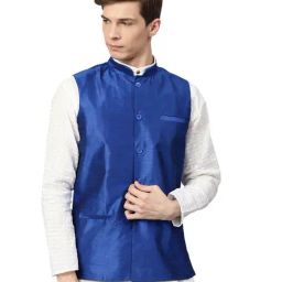 Sojanya Royal Blue Textured Nehru Jacket-picture-42