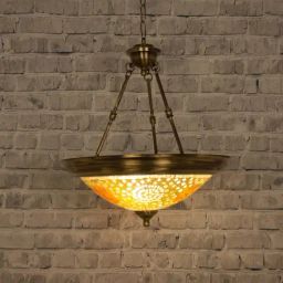 Fos Lighting 'Dish Tilak' Antique Gold Brass 3-In-1 Hanging Light-picture-6