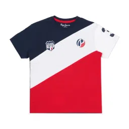 Pepe Jeans Kids Red & Blue Cotton Color Block T-Shirt-picture-32