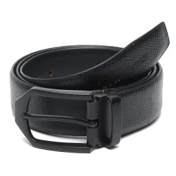 Louis Stitch Black Textured Leather Formal Belt for Men image 3