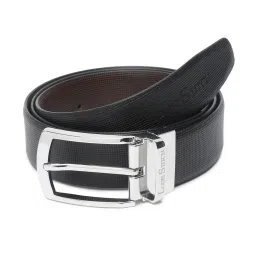 Louis Stitch Black Textured Leather Reversible Belt for Men image 3