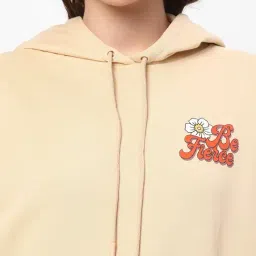 R&B Beige Regular Fit Cotton Graphic Print Hoodie image 5