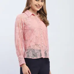 MADAME Pink Lace Work Shirt image 3